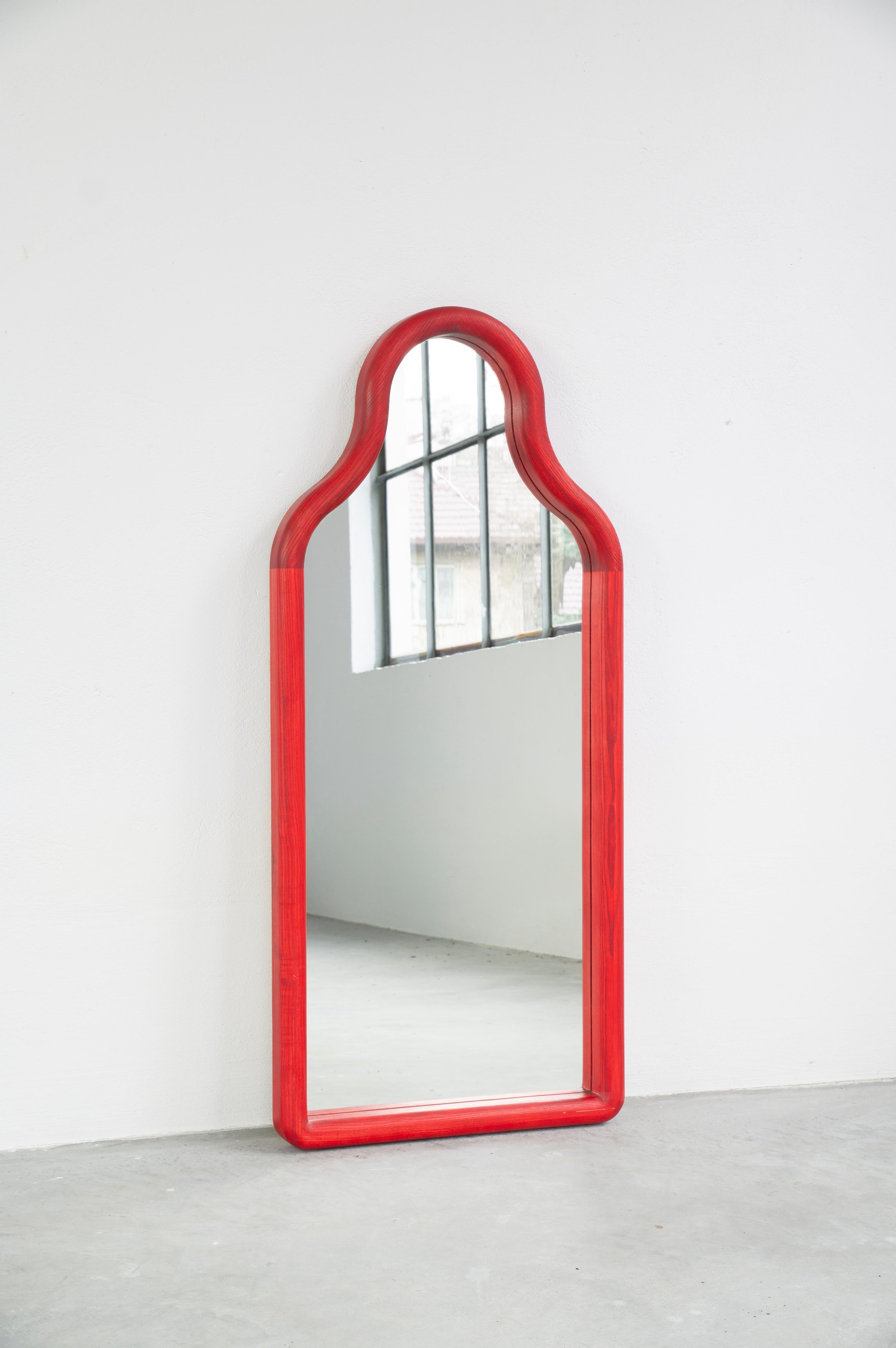 Organic Modern Contemporary Floor Mirror 'TRN L'  by Pani Jurek, Ash, Blue For Sale