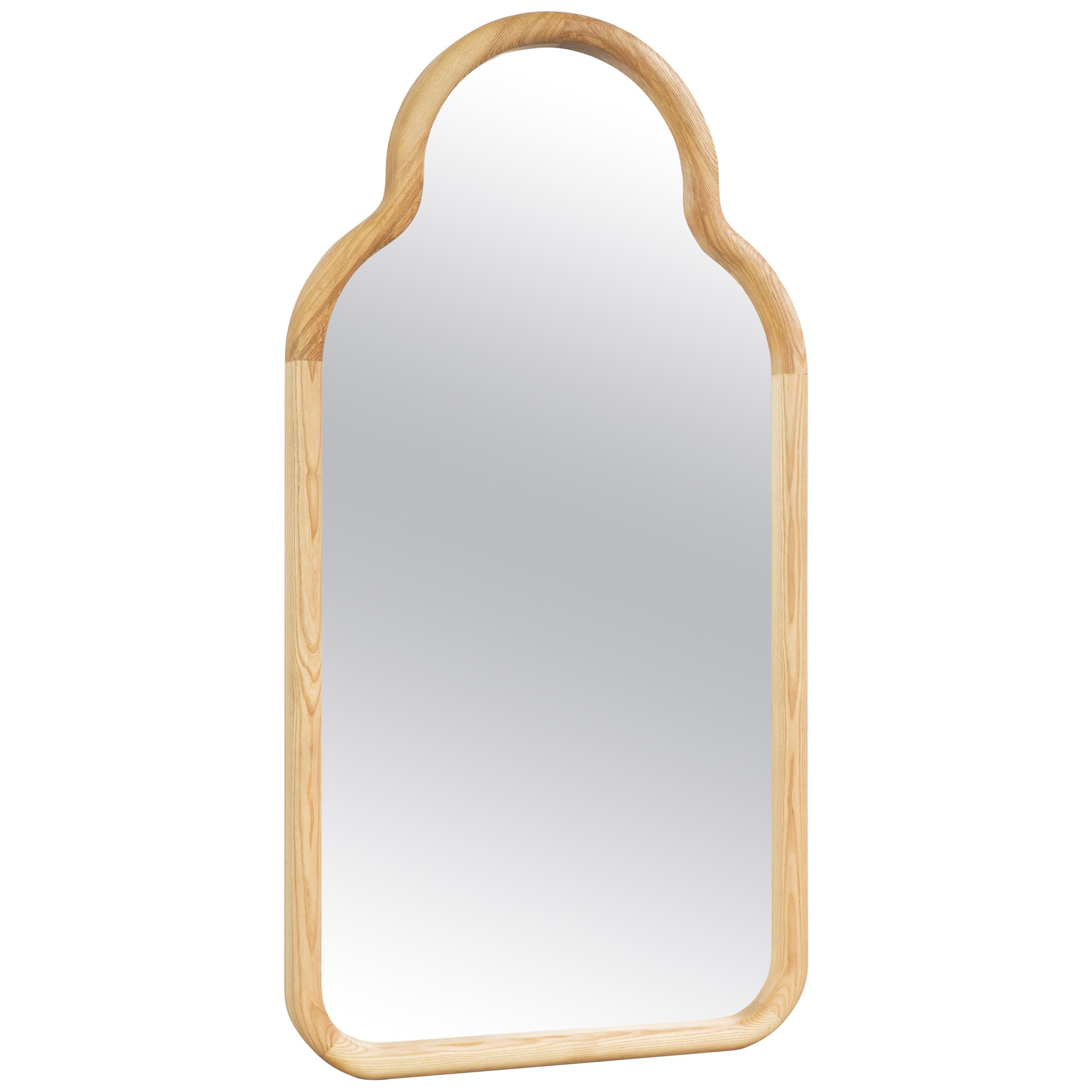 Contemporary Floor Mirror 'TRN L' by Pani Jurek, Wood (natural) For Sale