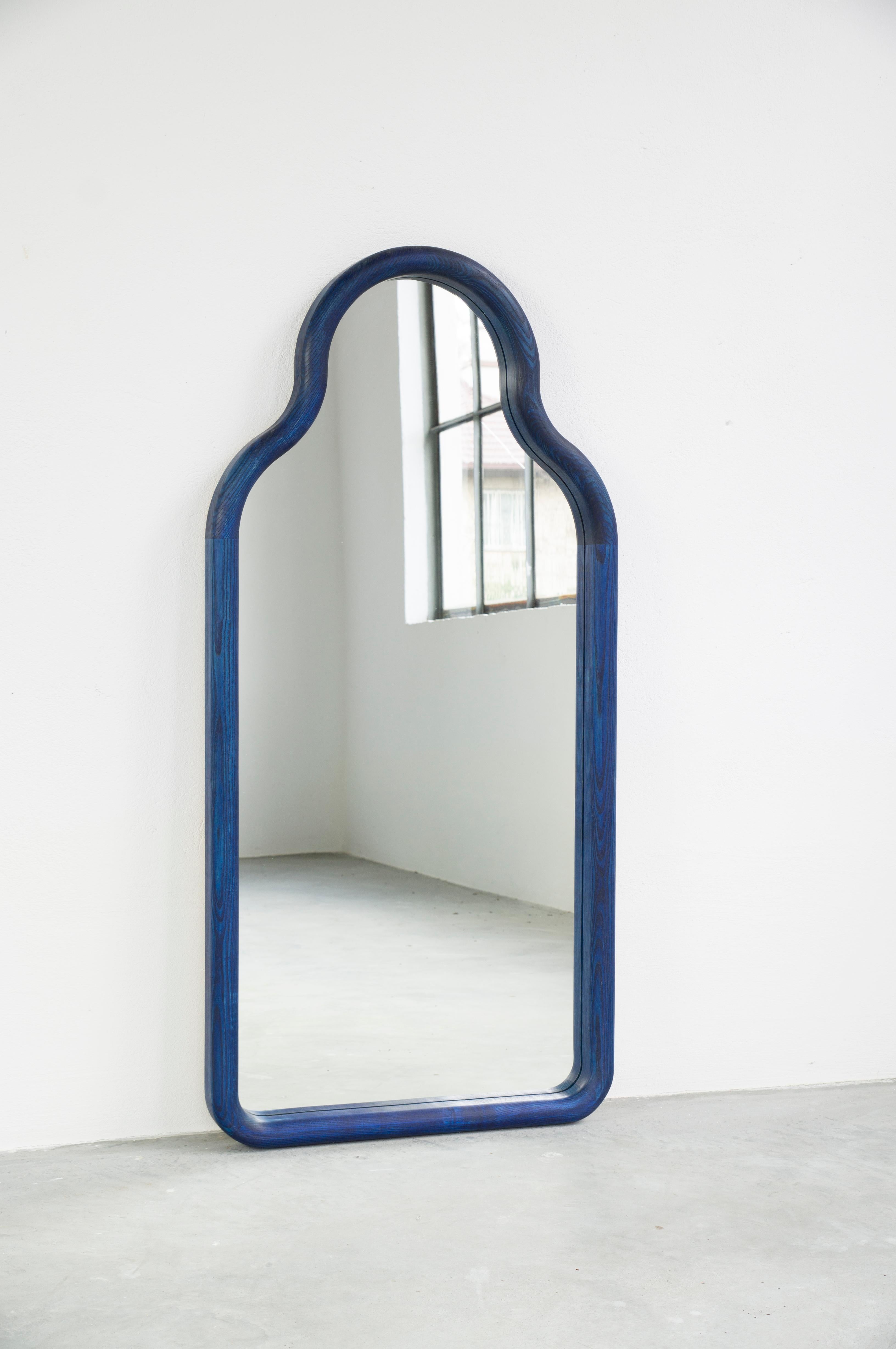 Organic Modern Contemporary Floor Mirror 'TRN L' by Pani Jurek, Ashwood, Red For Sale