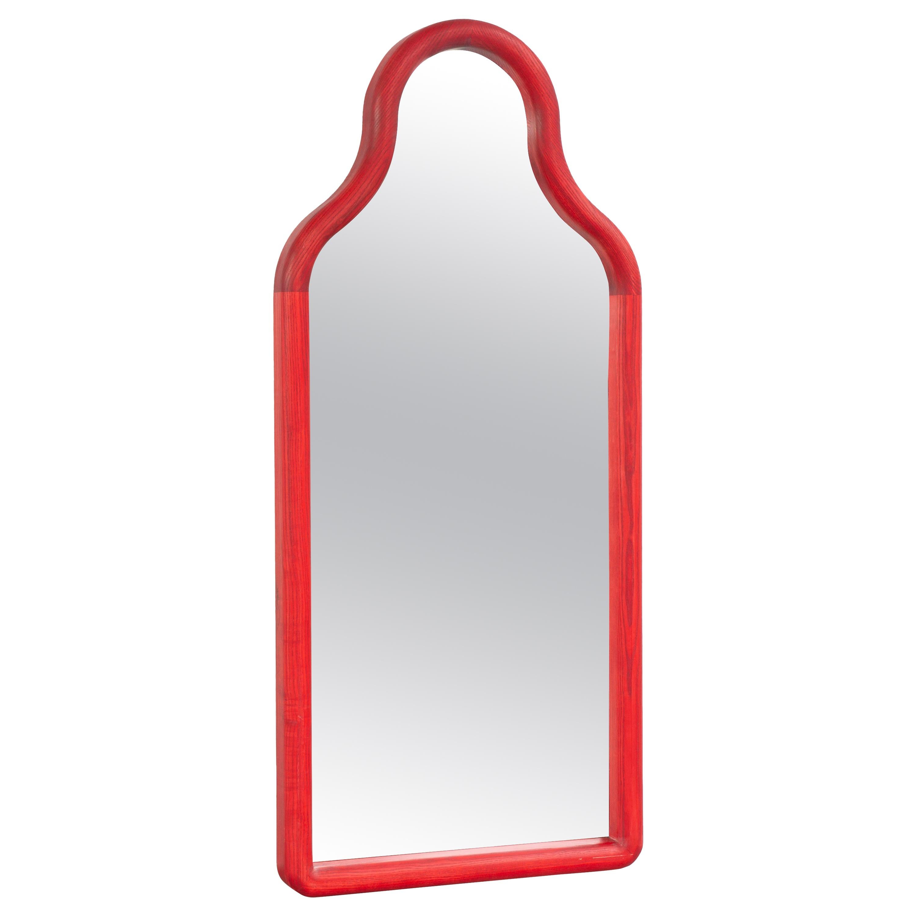 Contemporary Floor Mirror 'TRN L' by Pani Jurek, Ashwood, Red For Sale