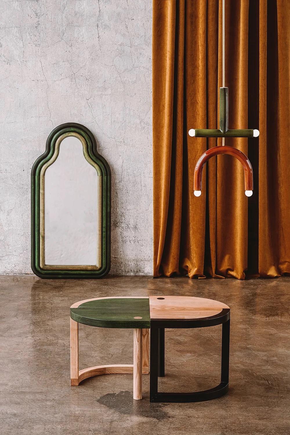 Polish Floor Mirror 'TRN Triple' by Pani Jurek, Wood '+ colors' For Sale