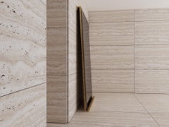 Floor Mirror with Hand Polished Stainless Steel Frame and Brass Stand