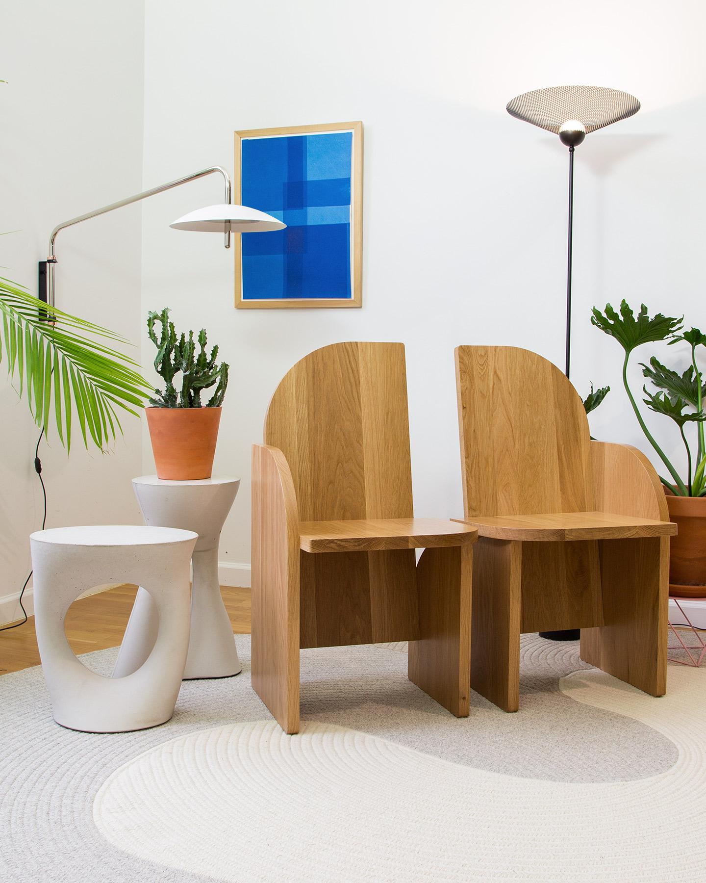 Floor Model Sale, Oak, Bluff Side Chair Left, Hardwood, Sculptural Side Chair For Sale 2