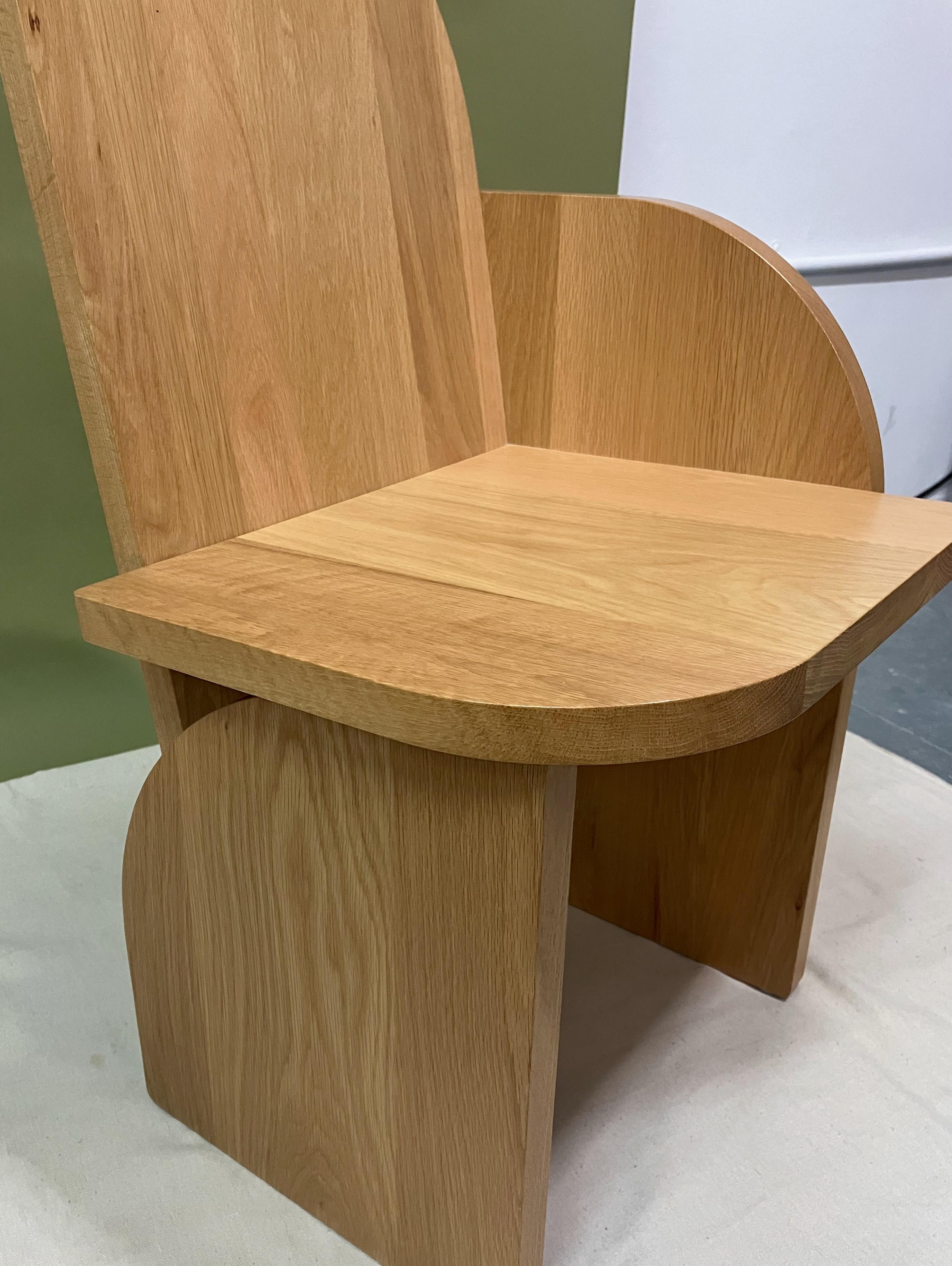 Modern Floor Model Sale, Oak, Bluff Side Chair Left, Hardwood, Sculptural Side Chair For Sale