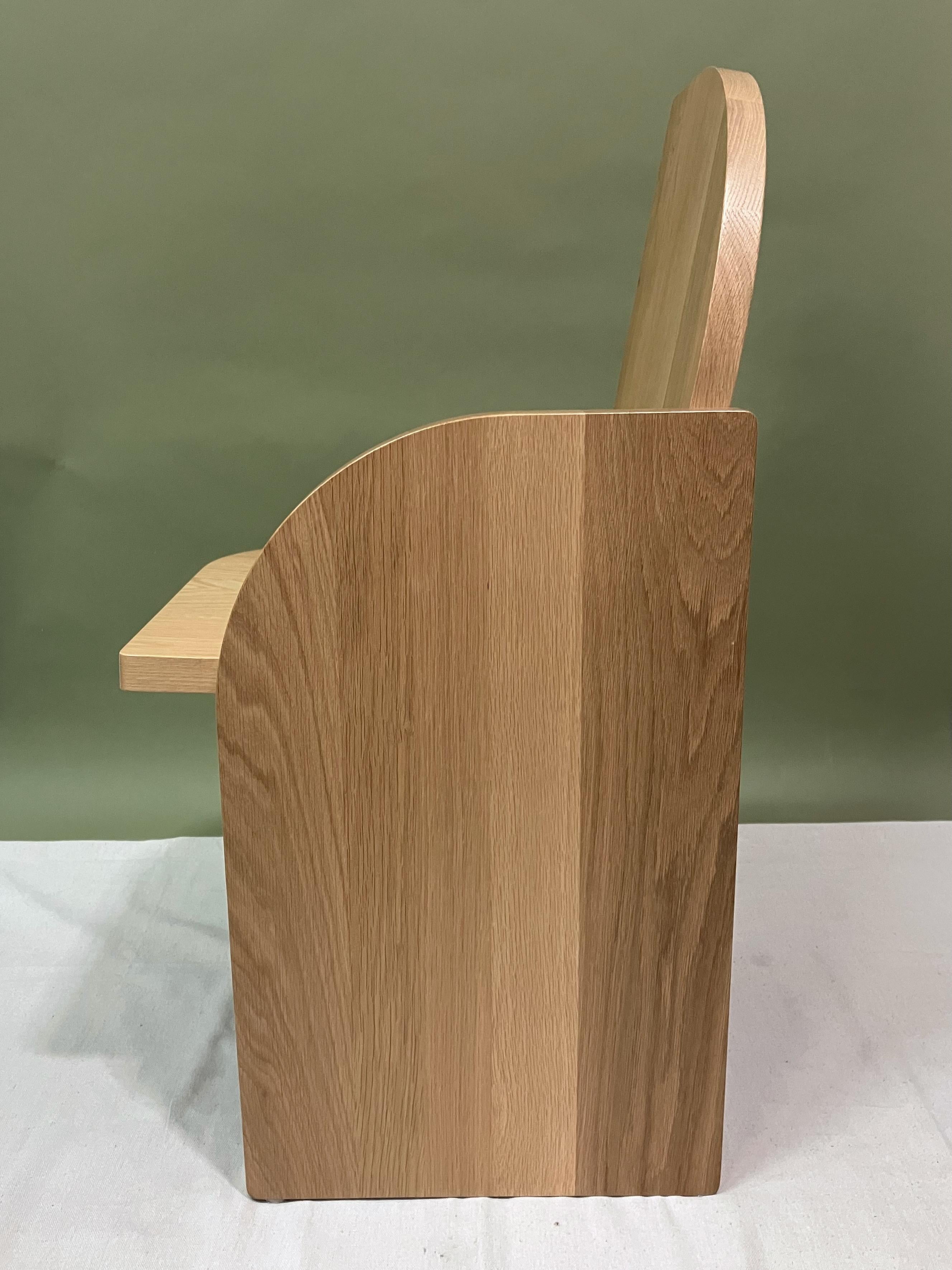 Hand-Crafted Floor Model Sale, Oak, Bluff Side Chair Left, Hardwood, Sculptural Side Chair For Sale