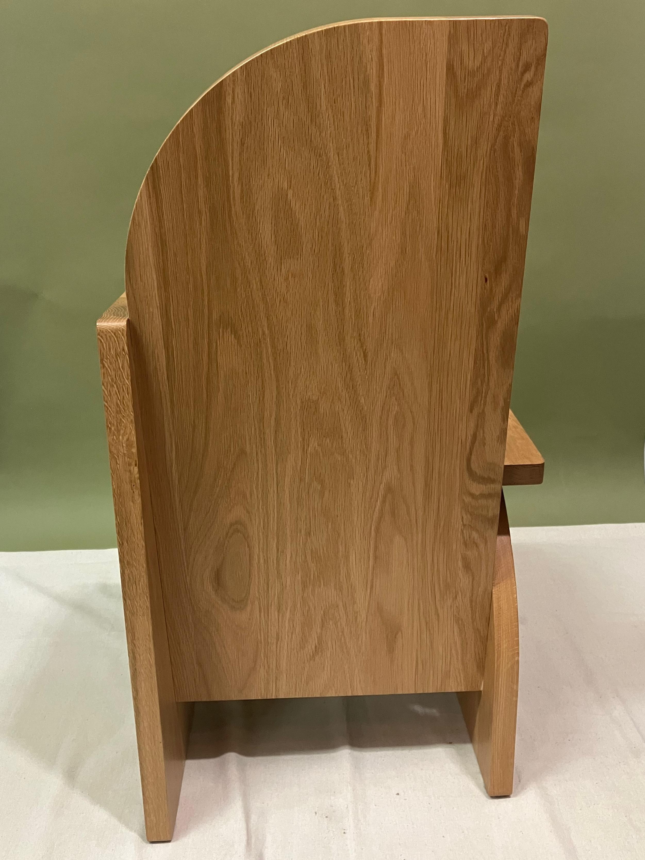 Contemporary Floor Model Sale, Oak, Bluff Side Chair Left, Hardwood, Sculptural Side Chair For Sale