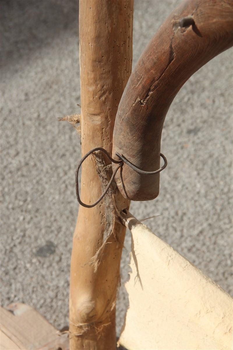 Floor Naturalist Parchment Brown Wood and Fabrics 1960 Metal Bolts African Straw For Sale 1