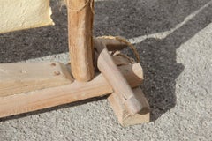 Floor Naturalist Parchment Brown Wood and Fabrics 1960 Metal Bolts African Straw