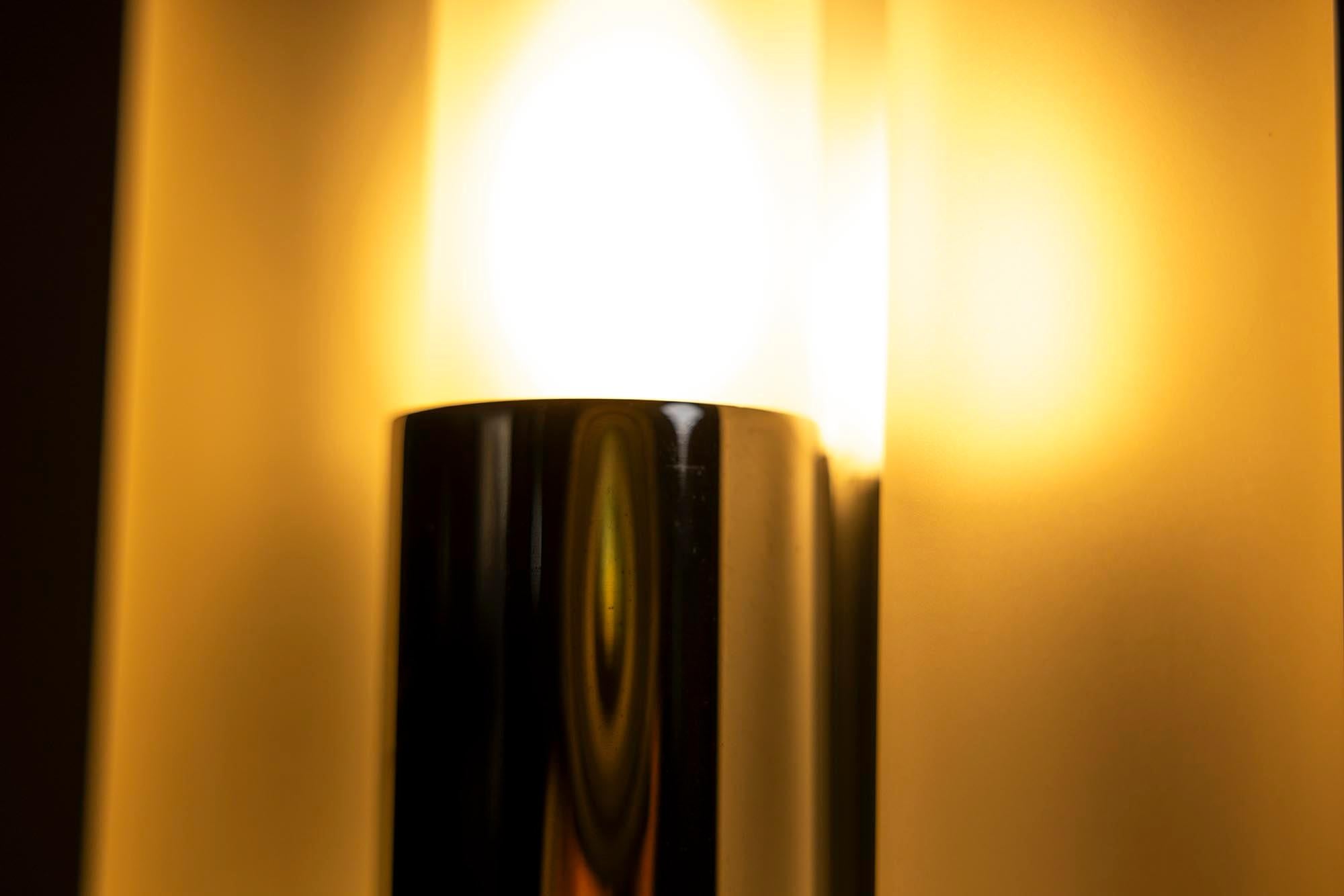 Lampadaire ou lampe de bureau en métal chromé et verre d'Aldo Nason pour Mazzega, Italie en vente 2