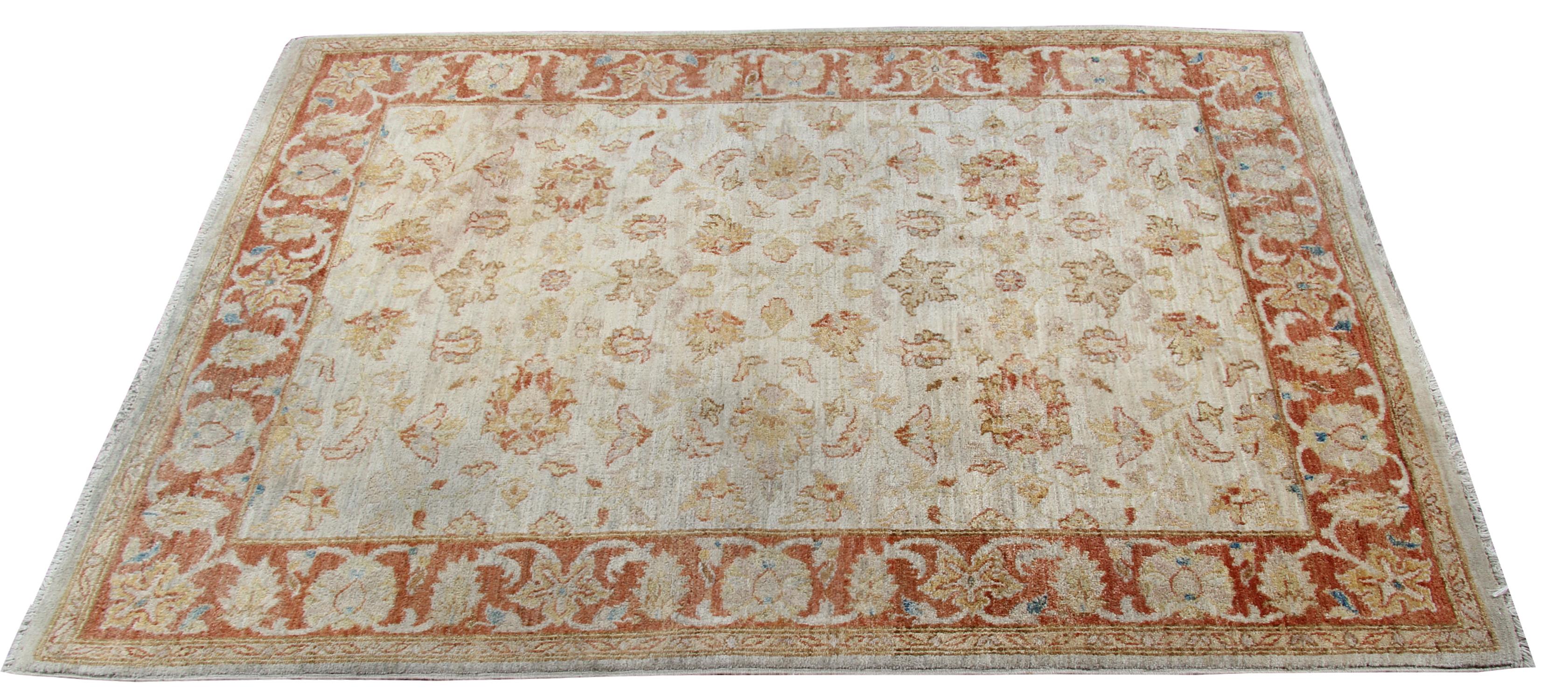 This oriental rug is an example of handmade rugs in Afghanistan by skilled weavers. Handspun wool is used with natural dyes then the rug is professionally washed and finished. These traditional rugs are kind of our luxury rugs made of own looms by