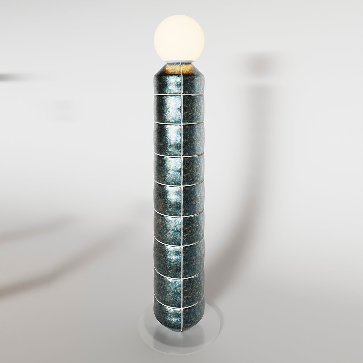Floor organic modern ceramic Lamp, mid-century brutalist wabi sabi lighting For Sale