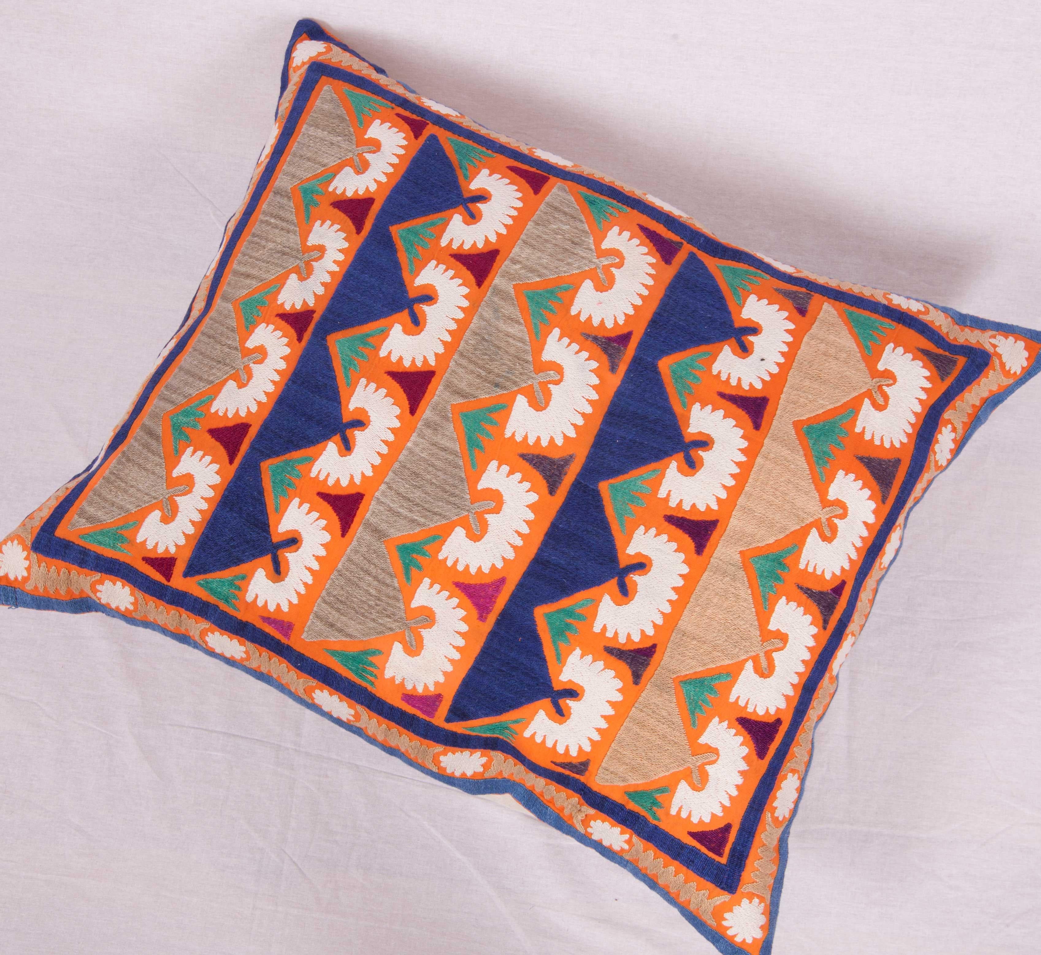 Uzbek Floor Pillow Made from a Traditional Mid-20th Century Samarkand Suzani For Sale