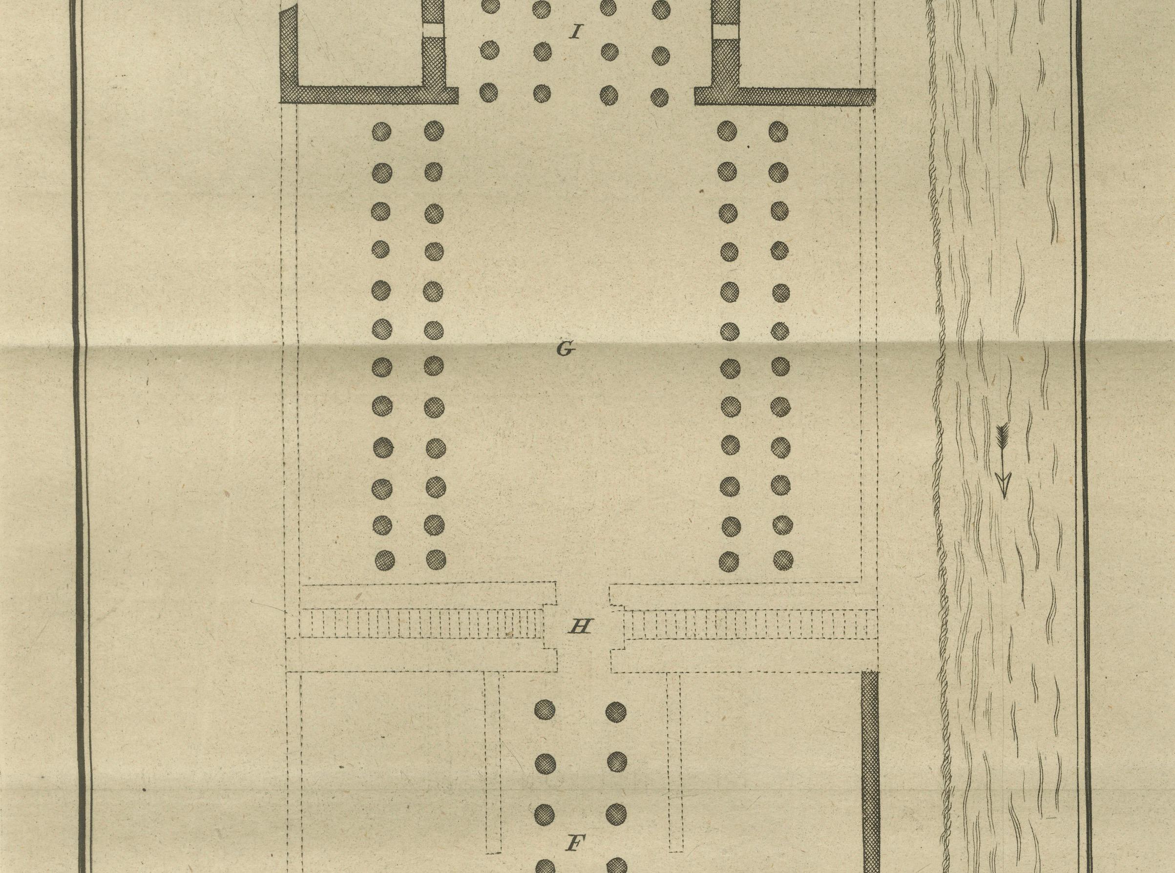 Planta del Templo de Amón en Luxor - Antigua Tebas, c.1710 Grabado en venta
