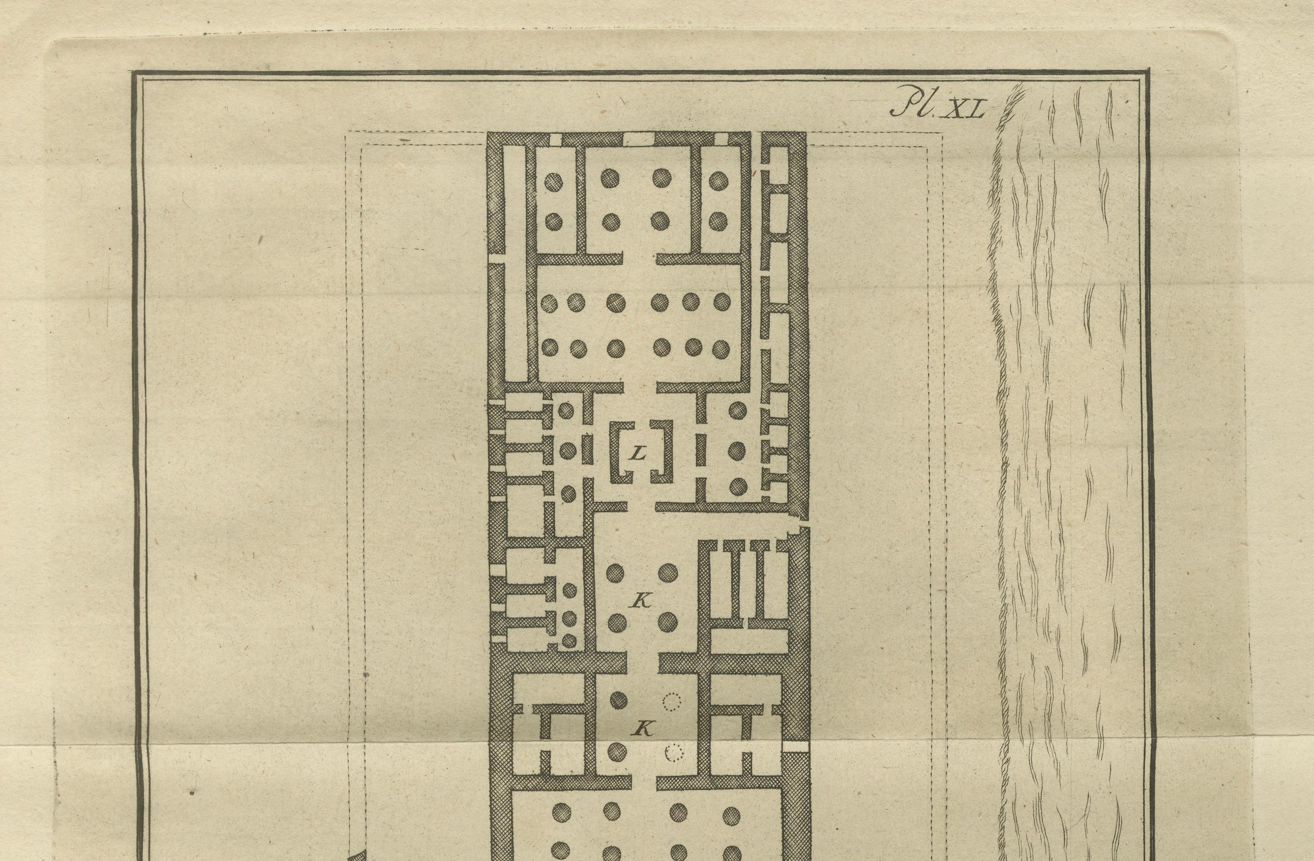 Planta del Templo de Amón en Luxor - Antigua Tebas, c.1710 en Bueno estado para la venta en Langweer, NL