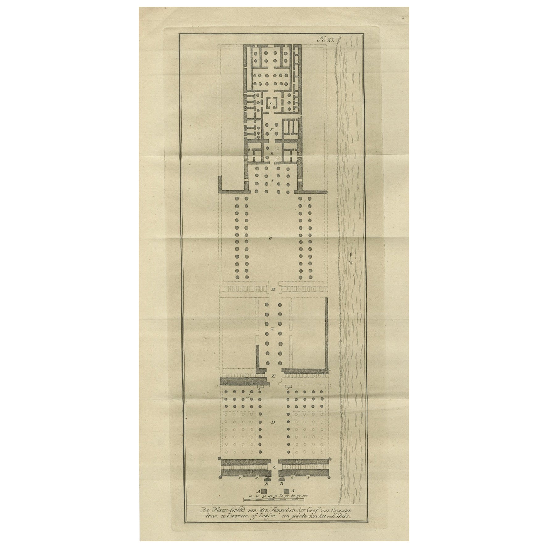 Planta del Templo de Amón en Luxor - Antigua Tebas, c.1710