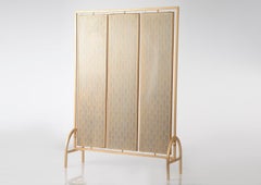 Floor Psyché and Triptych Mirror in Gilded Metal