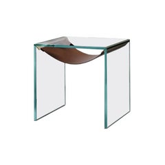 Amaca Glass and Leather Side Table by Tonelli Design