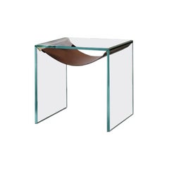 Table d'appoint Amaca en verre et cuir par Tonelli Design