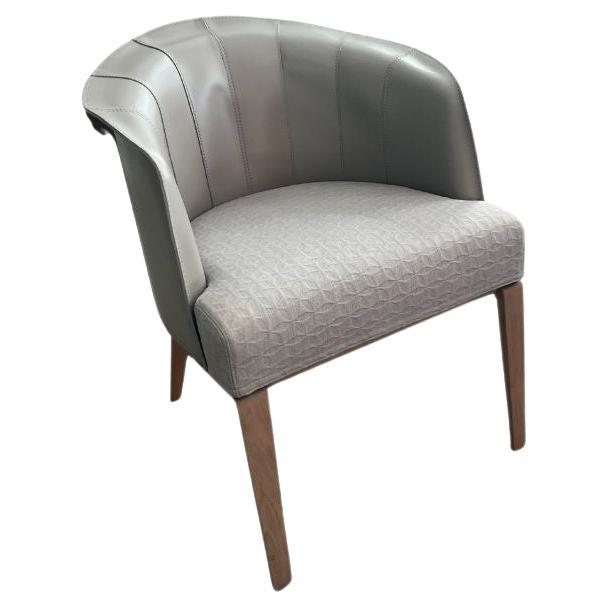 Floor Sample Giorgetti Aura Dining Chair By Umberto Asnago with Leather Back