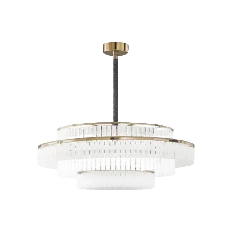 Campione da pavimento Italamp Charles Chandelier con vetro e pelle in vendita