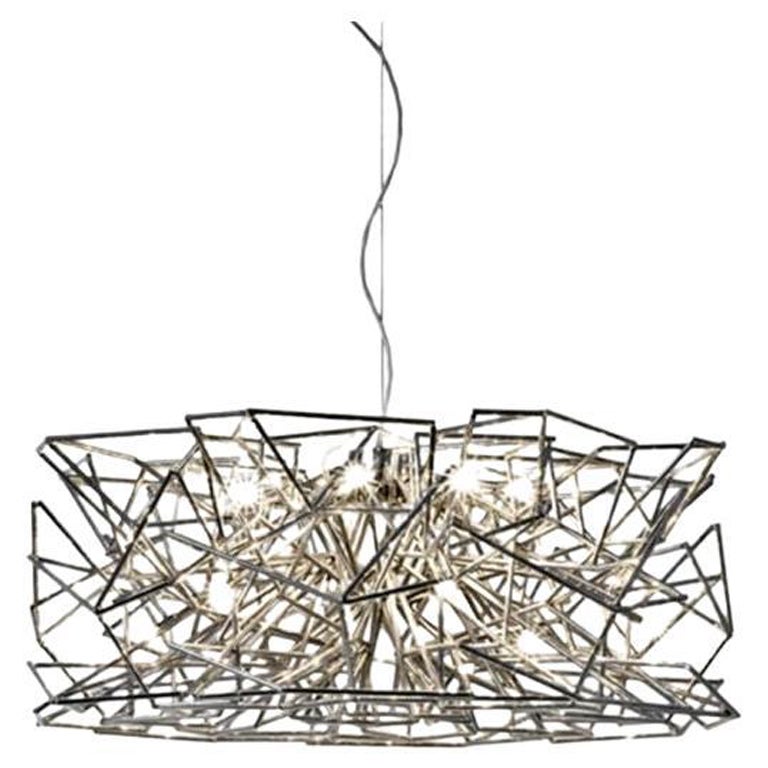 Floor Sample Terzani Etoile Suspension Lamp in Nickel by Christian Lava For Sale