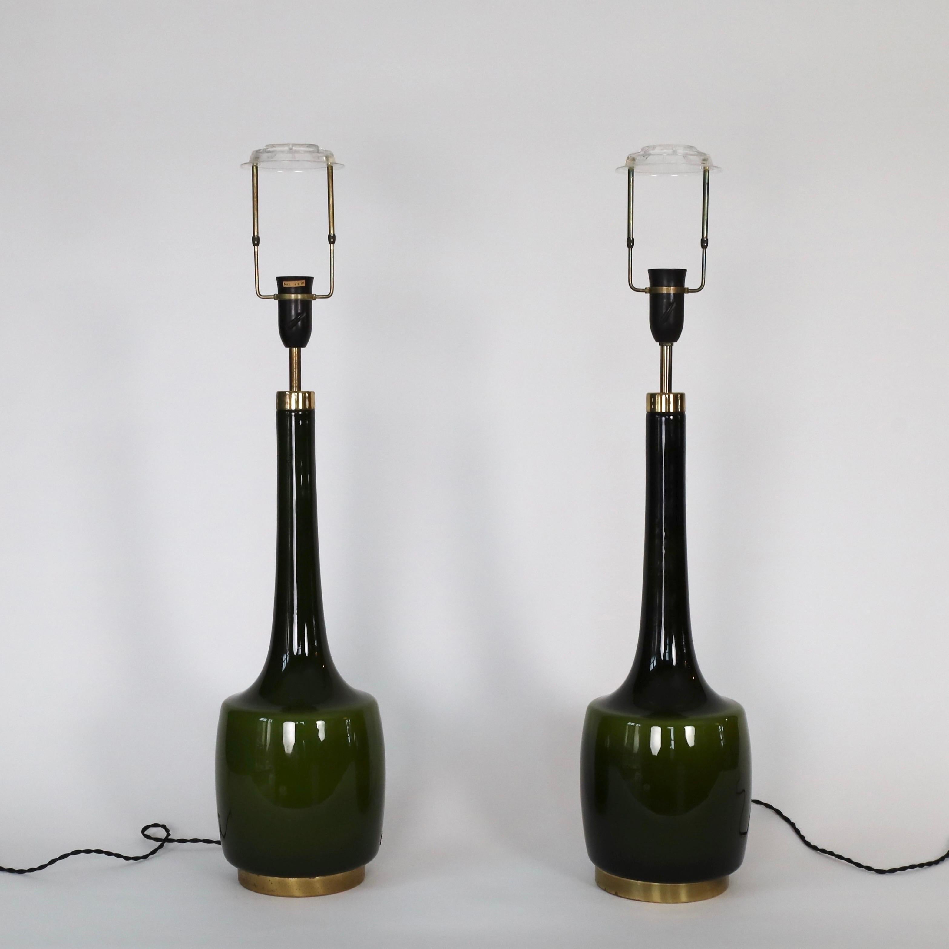 Lámparas de pie de cristal de Svend Aage Holm Sorensen, años 60, Dinamarca Vidrio soplado en venta