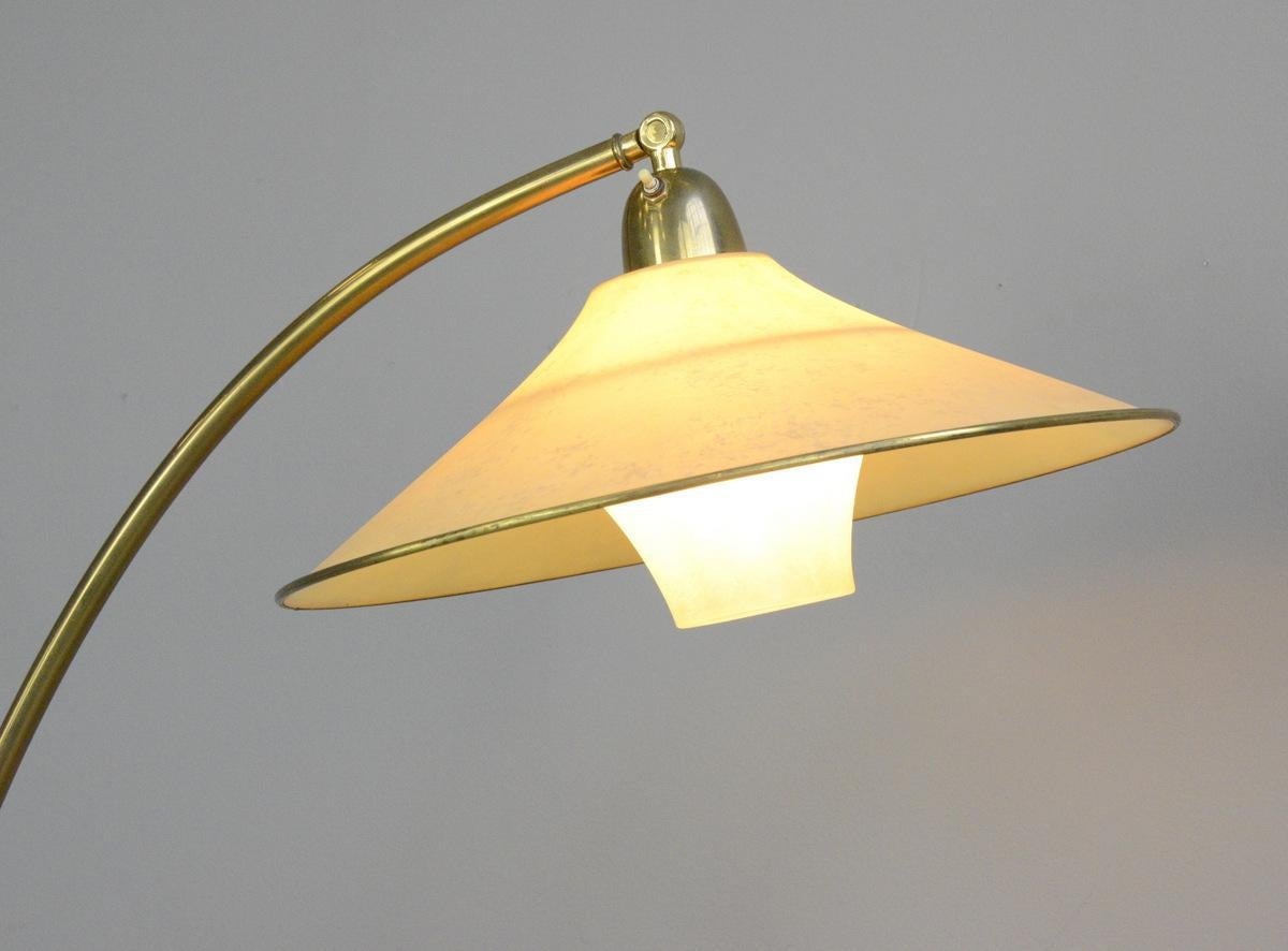 Bauhaus Floor Standing Brass Reading Lamp by AEG, circa 1940s