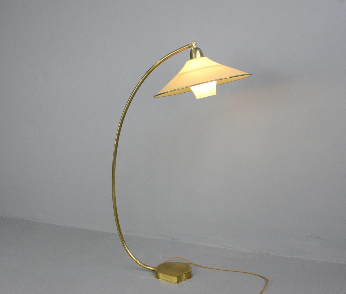 Floor Standing Brass Reading Lamp by AEG, circa 1940s In Good Condition In Gloucester, GB