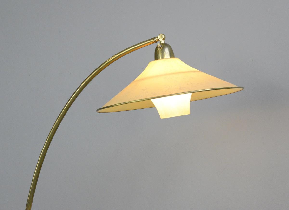 Mid-20th Century Floor Standing Brass Reading Lamp by AEG, circa 1940s