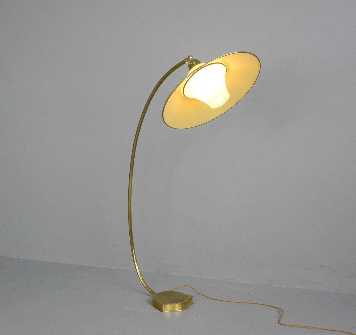 Floor Standing Brass Reading Lamp by AEG, circa 1940s 1
