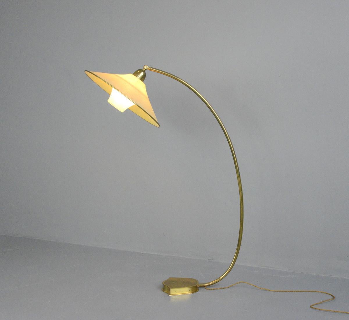 Floor Standing Brass Reading Lamp by AEG, circa 1940s 2