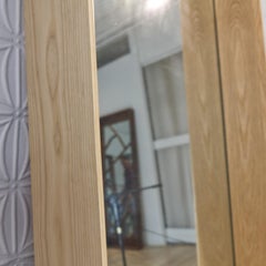 Espejo de pie hecho a mano de gran formato de madera dura de roble blanco