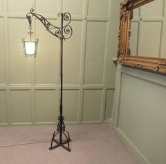 Floor Standing Wrought Iron Reading or Tavern Lamp