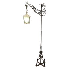 Floor Standing Wrought Iron Reading or Tavern Lamp