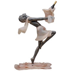 Floor Statue of Leaping Female with Ice Bucket by Pintus, Late 20th Century