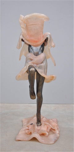 Floor Statue of Leaping Female with Ice Bucket by Pintus, Late 20th Century