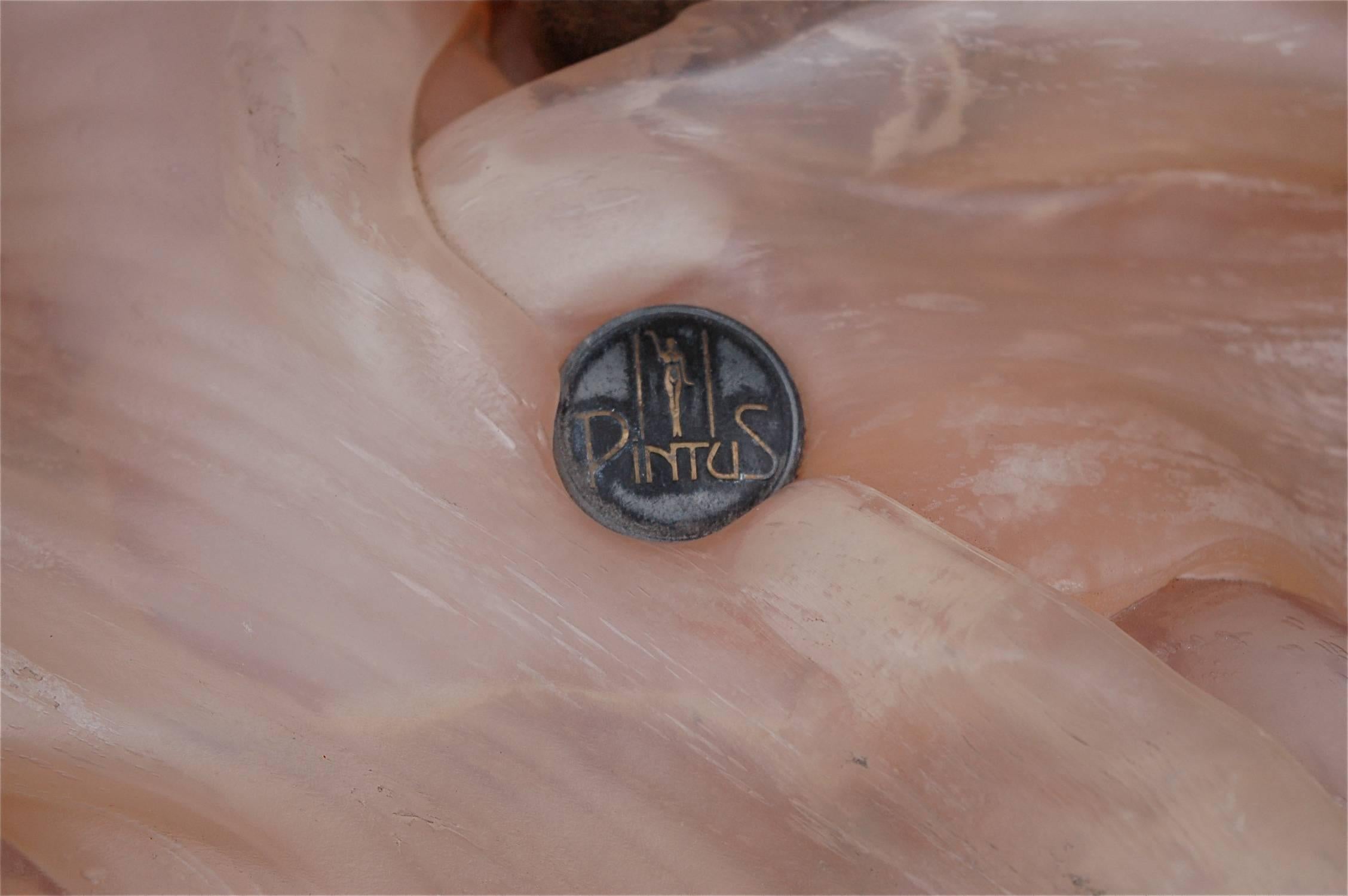 Statue de sol d'une femme en cuir avec seau à glace par Pintus, fin du 20e siècle en vente 1