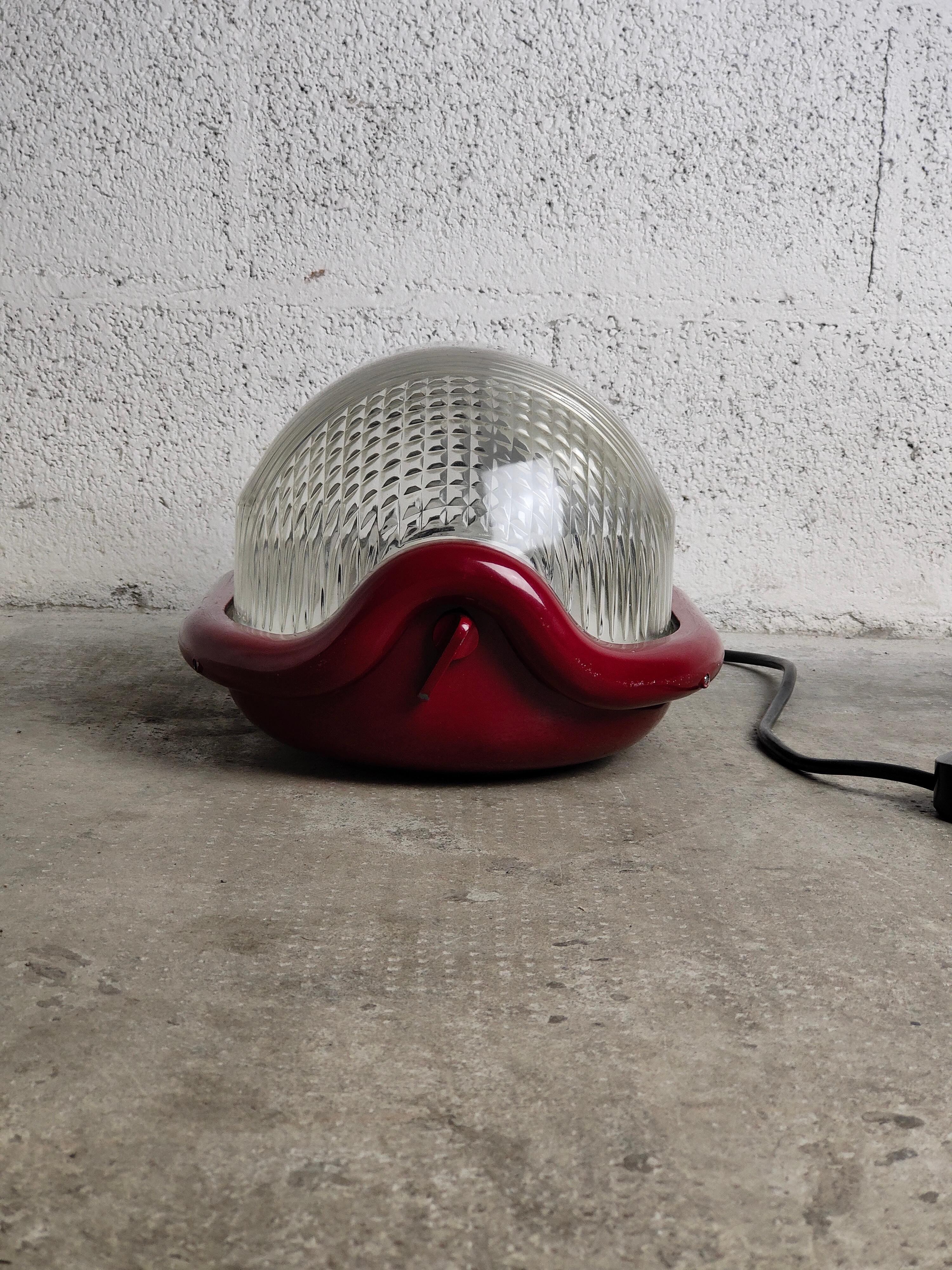 Floor, Table Red Lamp Noce T by Achille Castiflioni for Flos In Good Condition In Padova, IT