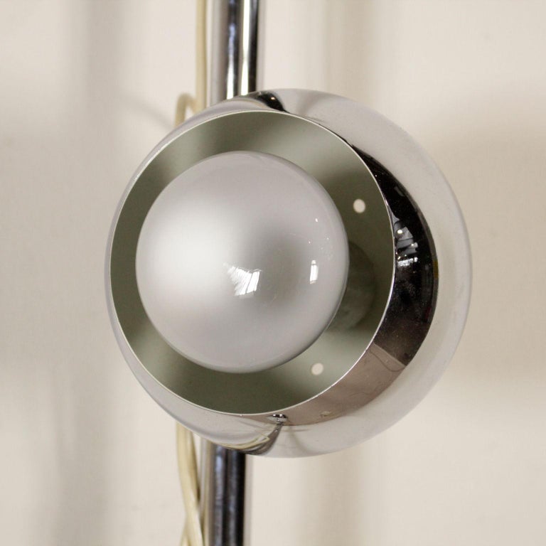 Floor To Ceiling Lamp Chromed Metal Vintage Italy 1960s