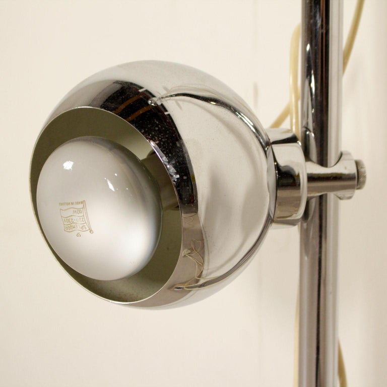 Floor To Ceiling Lamp Chromed Metal Vintage Italy 1960s