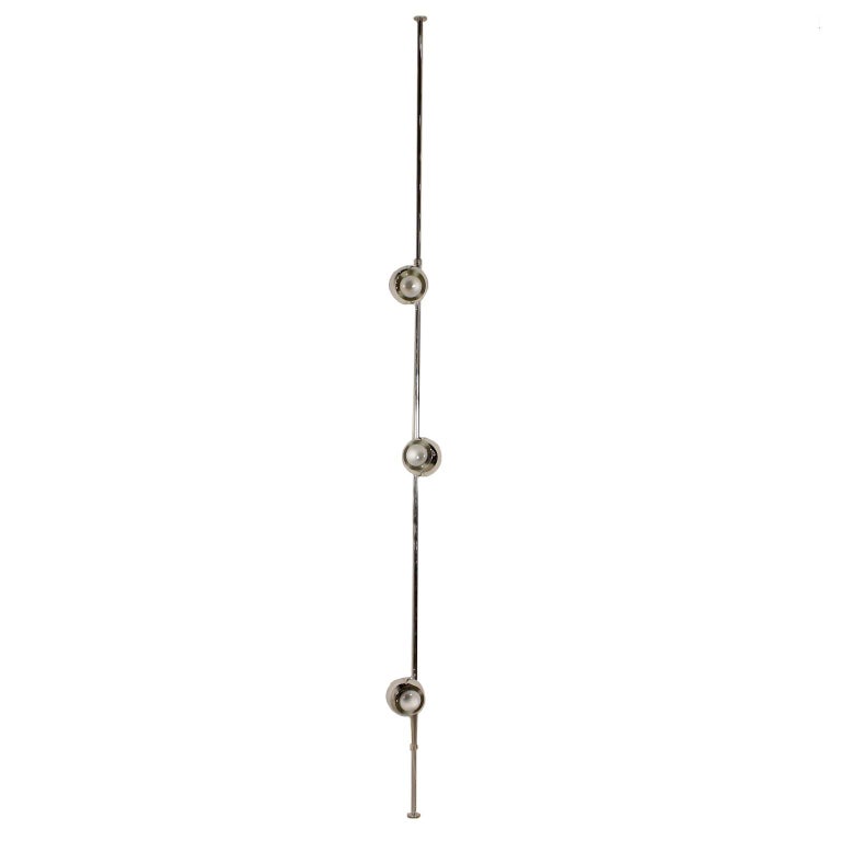 Floor To Ceiling Lamp Chromed Metal Vintage Italy 1960s