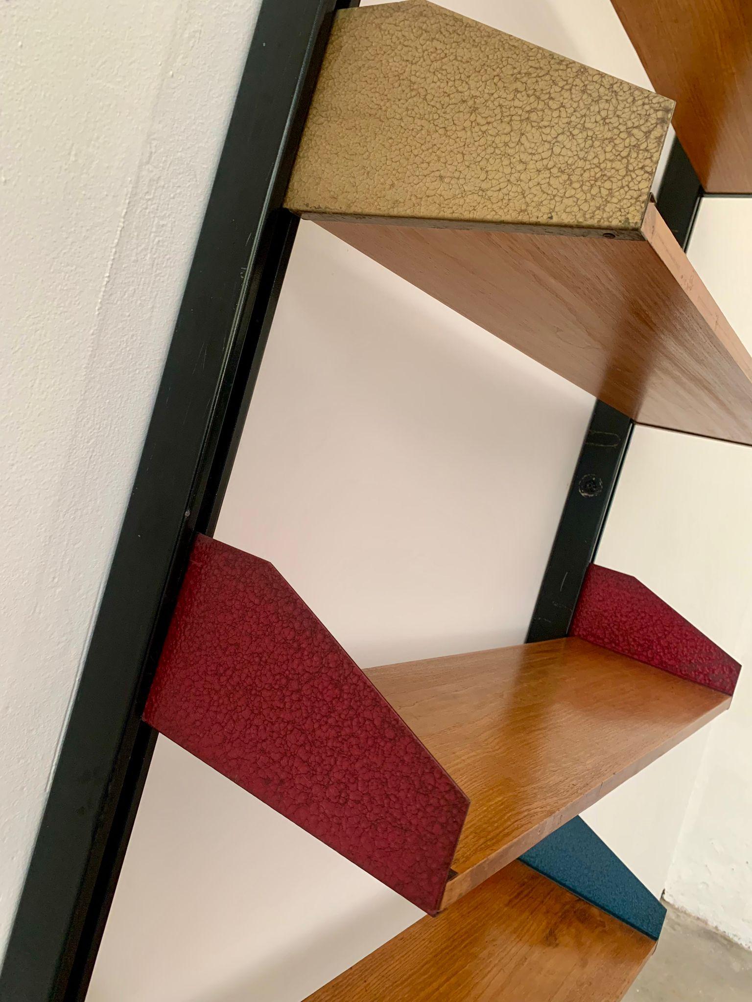 Floor-to-ceiling modular bookcase produced by FEAL, 1950s, Italy in vendita 3