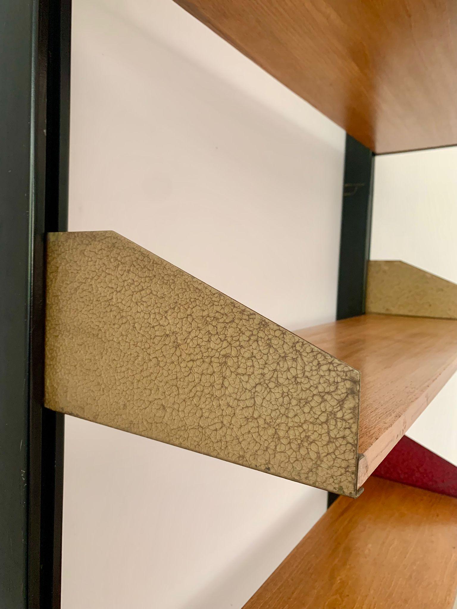 Floor-to-ceiling modular bookcase produced by FEAL, 1950s, Italy in vendita 6