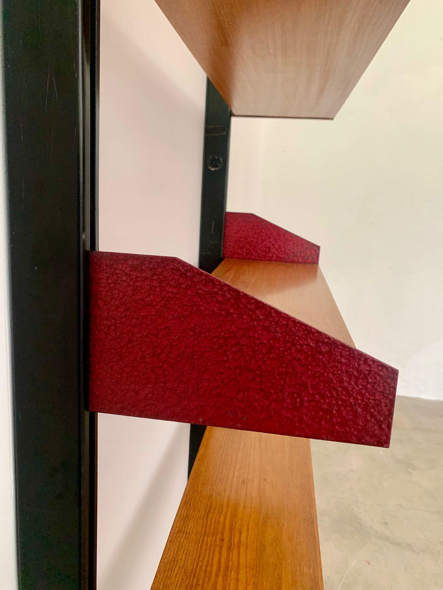 Floor-to-ceiling modular bookcase produced by FEAL, 1950s, Italy in vendita 7