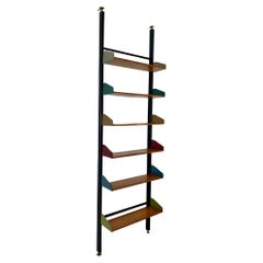Floor-to-ceiling modular bookcase produced by FEAL, 1950s, Italy