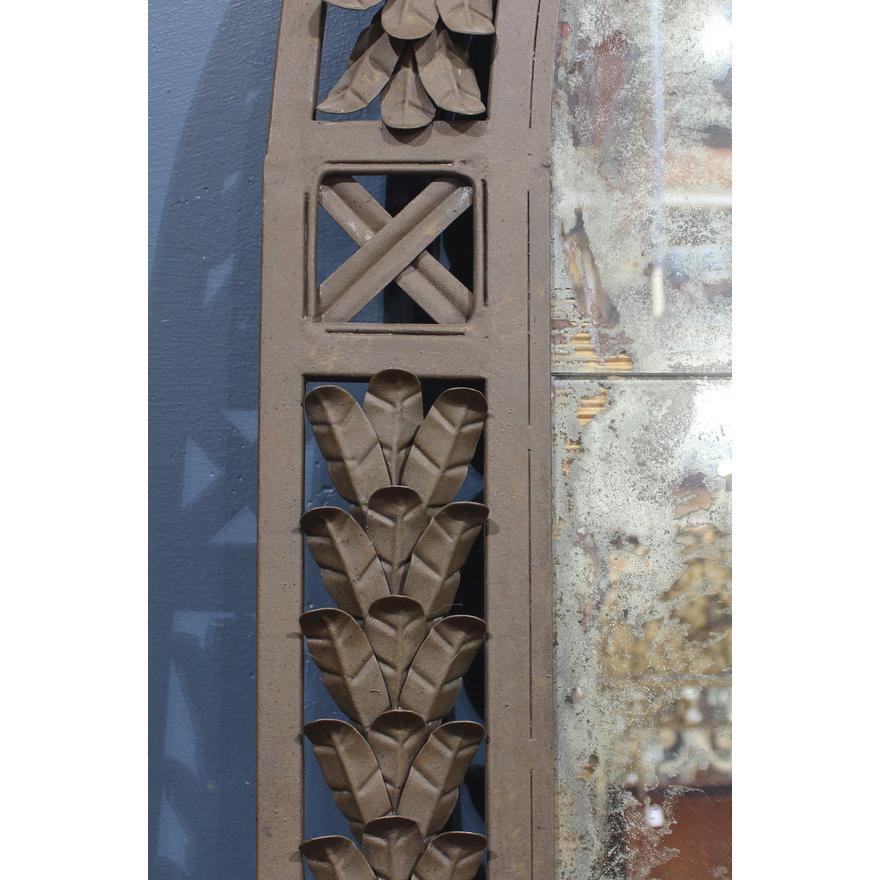 Hand-Crafted Floor to Ceiling Patinated Cut Metal Arched Wall Mirror Late 20th Century For Sale