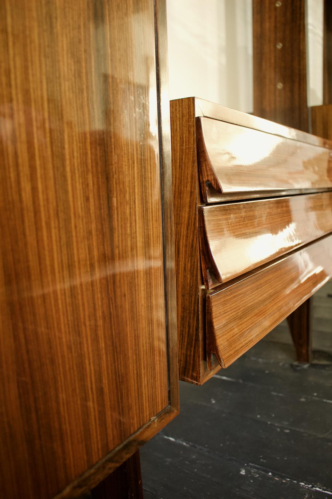 Rosewood Floor to Ceiling Shelving System Attributed to Dassi, Italy 1950s