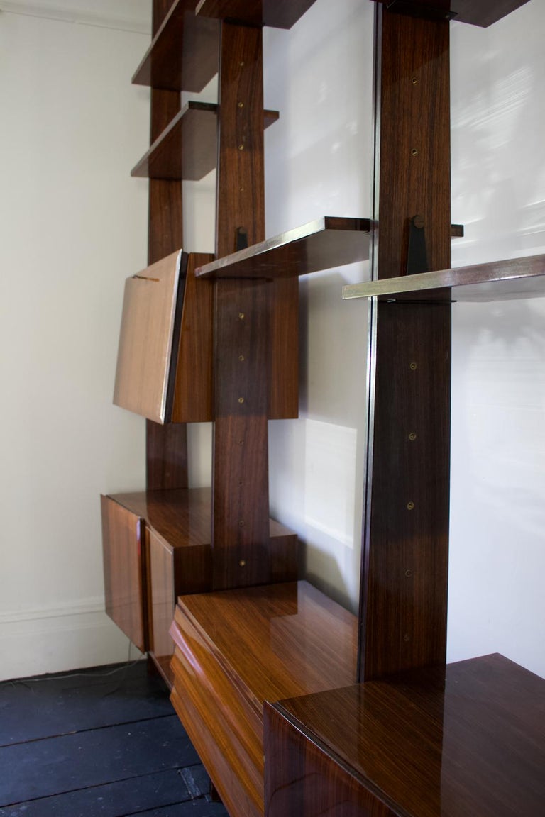 Floor to Ceiling Shelving System Attributed to Dassi, Italy 1950s at