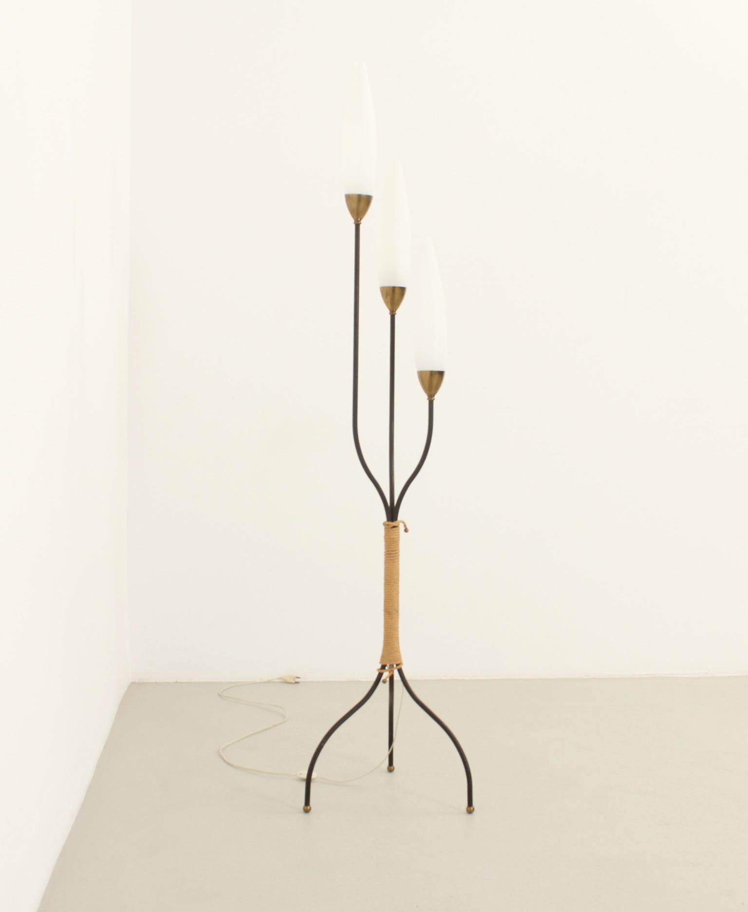 Floor Tripod Lamp by Maison Lunel, France, 1950s For Sale 1