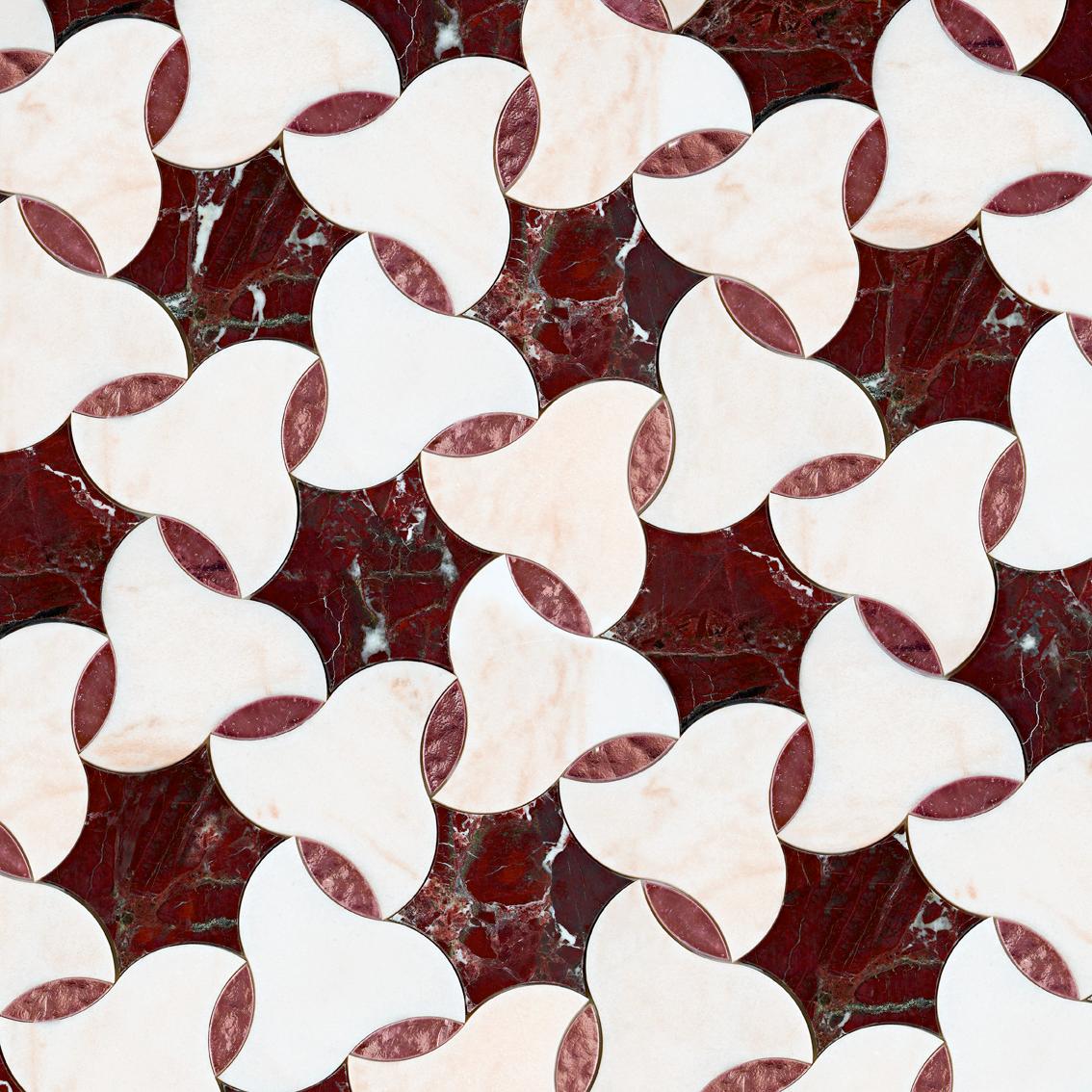 Waterjet marble patterns

Sidonel Red
Marble: Rosa Aurora, Rosso Levanto
Glass Mosaic : Tharsys
Price for square metrer € 2.580.


 